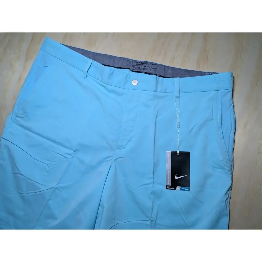 Nike Golf Men's 38 Shorts Dri-Fit Modern Fit Light Blue Flat Front Activewear